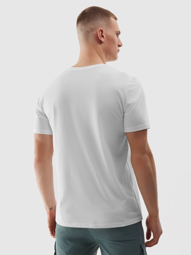 T-shirt regular z bawełny organicznej z nadrukiem męski - biały