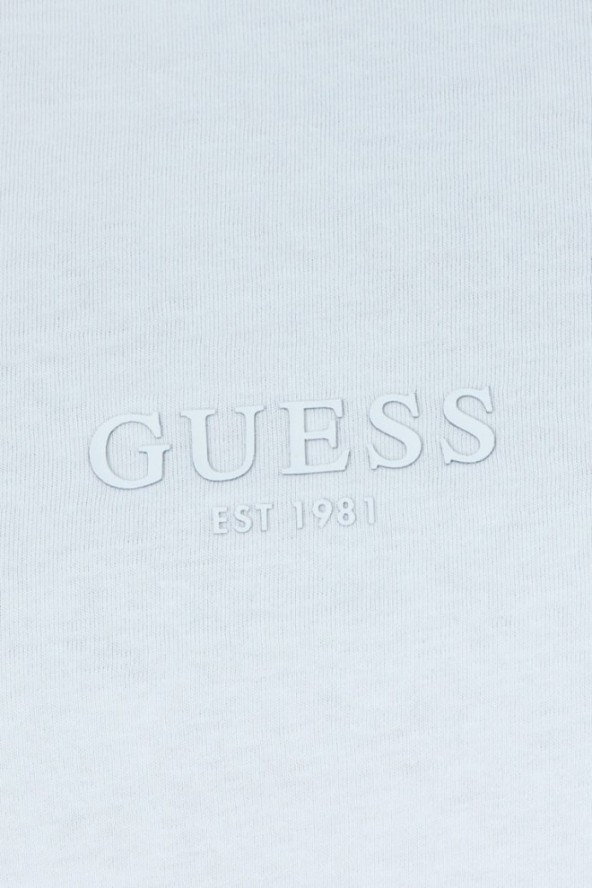 GUESS Błękitny t-shirt męski z aplikacją z logo