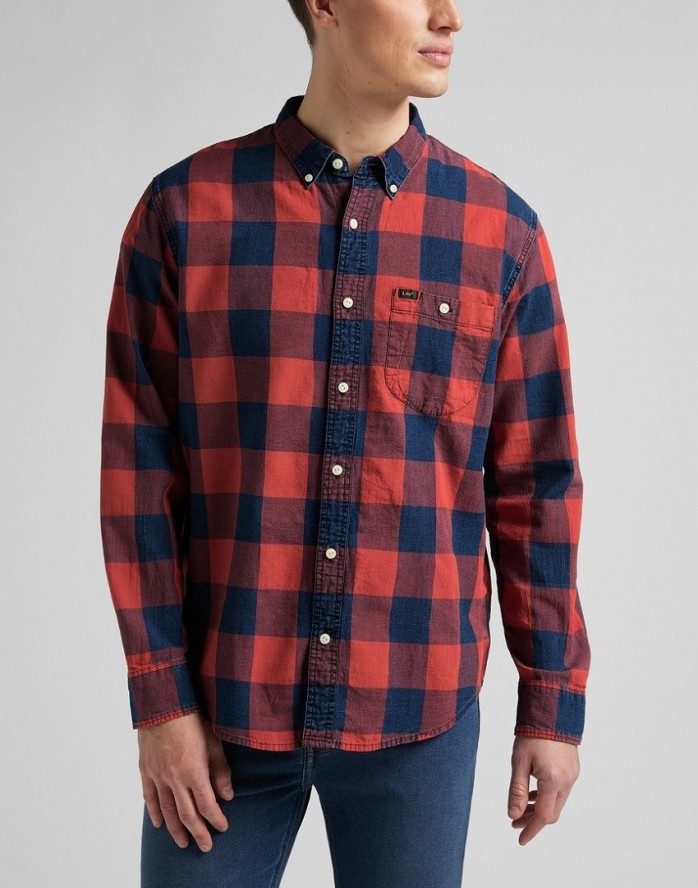 LEE RIVETED SHIRT MĘSKA KOSZULA W KRATĘ REAL RED L66IOVUI