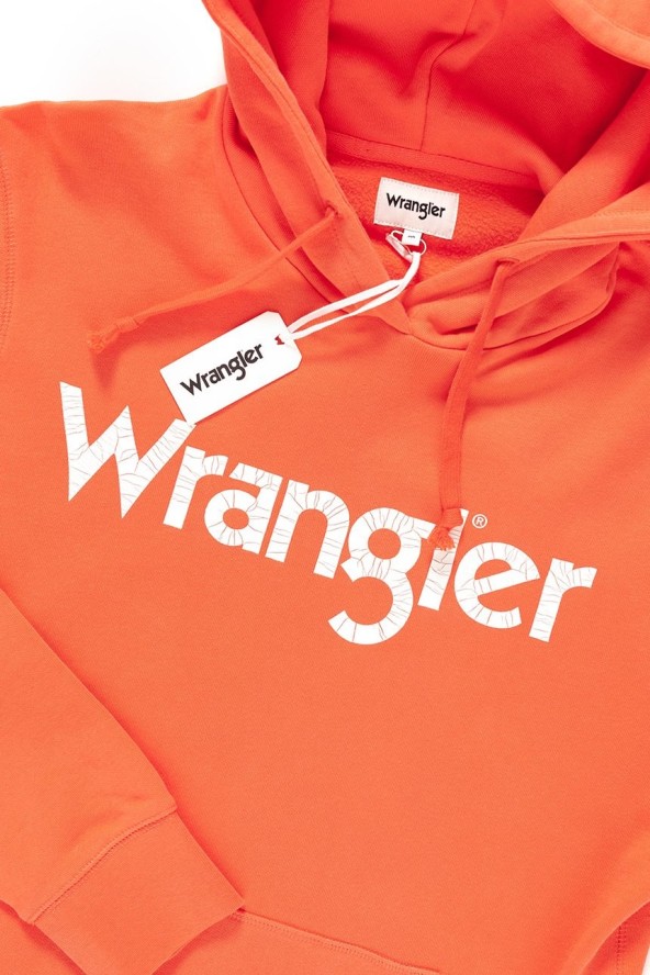 WRANGLER BLUZA LOGO HOODIE GLOW ORANGE W6527HY48