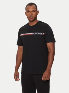 Tommy Hilfiger T-Shirt Chest Stripe MW0MW36739 Czarny Regular Fit