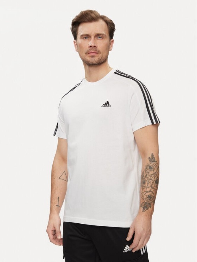 adidas T-Shirt Essentials Single Jersey 3-Stripes T-Shirt IC9336 Biały Regular Fit