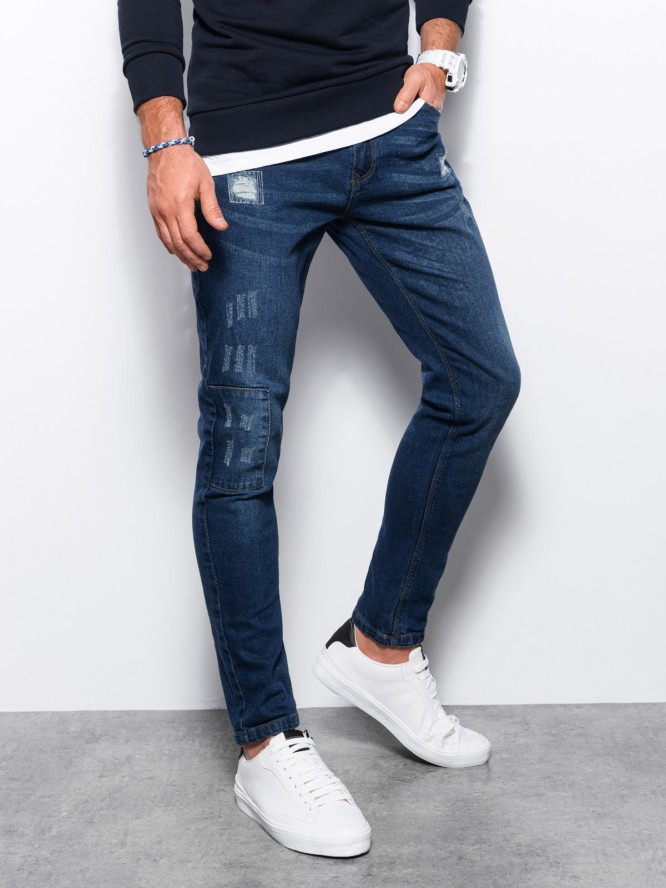 Spodnie męskie jeansowe SKINNY FIT - niebieskie P1060 - XXL