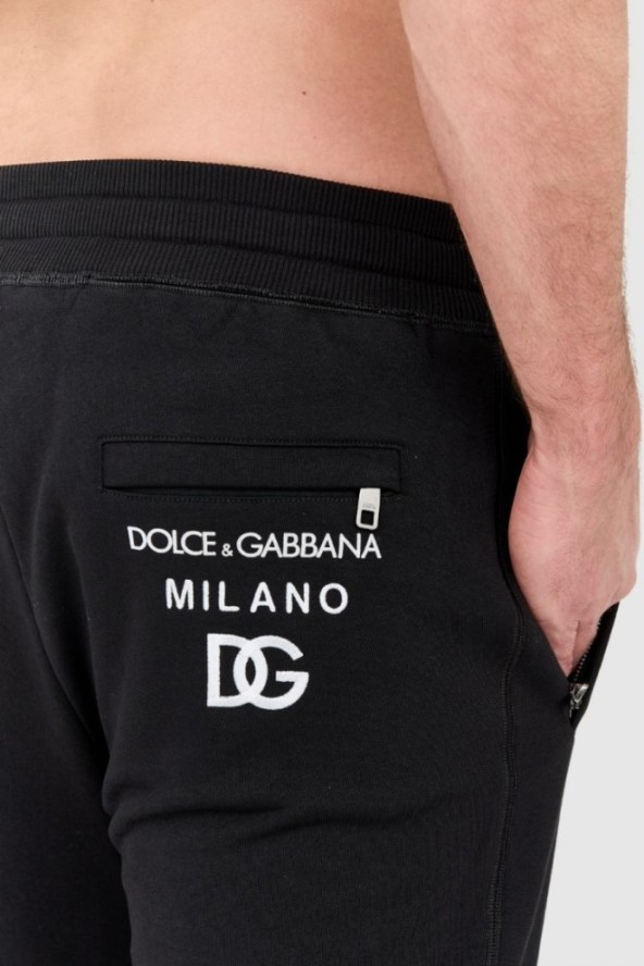 DOLCE & GABBANA Czarne spodnie dresowe z haftowanym logo