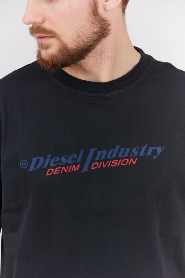 DIESEL Czarny t-shirt męski z granatowym logo