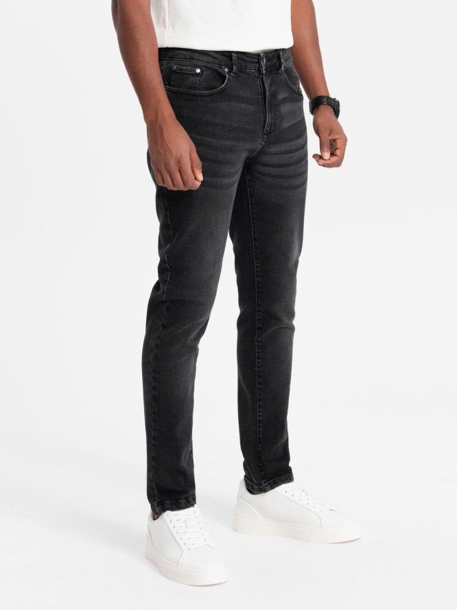 Spodnie męskie jeansowe SLIM FIT - czarne V1 OM-PADP-0110 - XXL