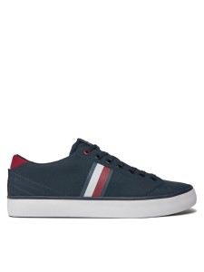 Tommy Hilfiger Sneakersy Th Hi Vulc Low Stripes Mesh FM0FM04946 Niebieski