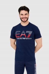EA7 T-shirt męski granatowy z dużym logo