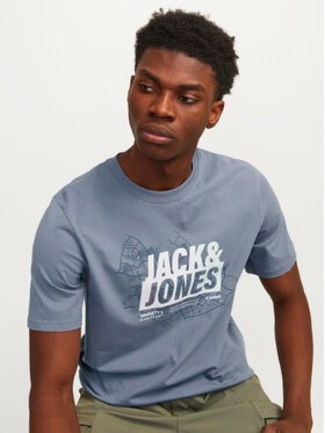 Jack&Jones T-Shirt Map 12257908 Niebieski Regular Fit