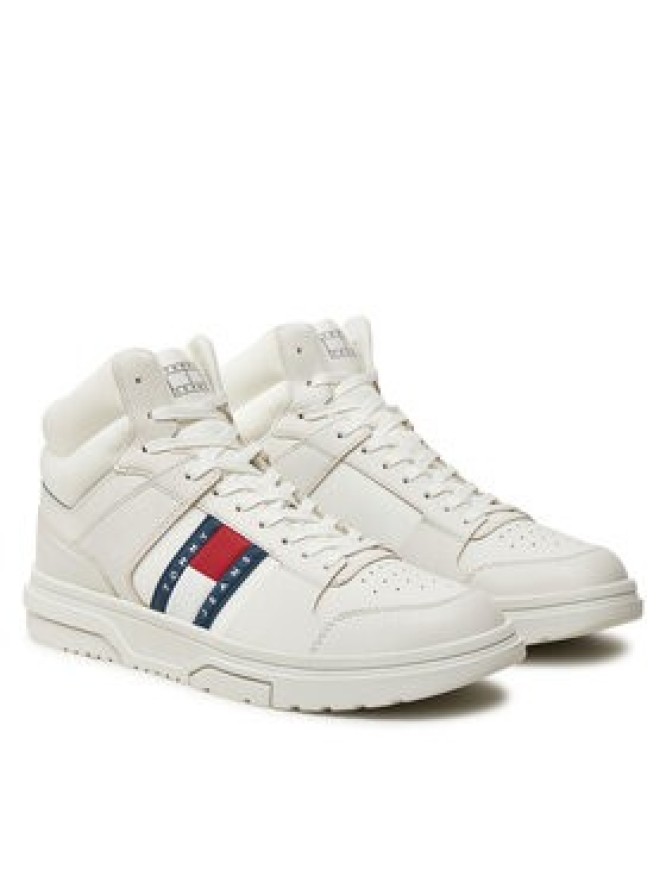 Tommy Jeans Sneakersy The Brooklyn Mix Mat Mid EM0EM01458 Biały