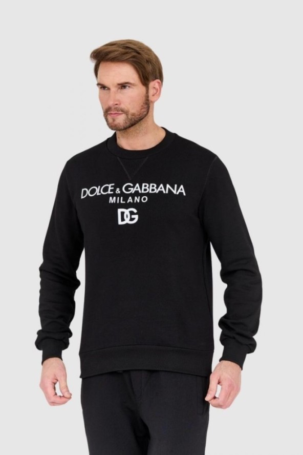 DOLCE & GABBANA Czarna bluza z haftowanym logo