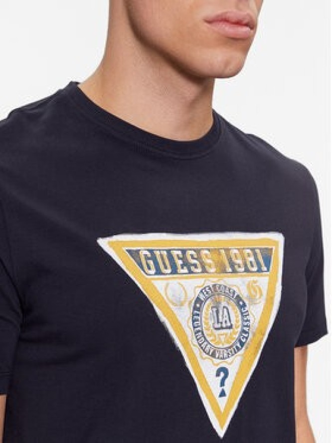 Guess T-Shirt M4RI38 J1314 Granatowy Slim Fit