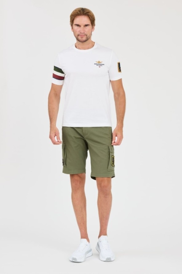 AERONAUTICA MILLITARE Biały t-shirt Tricolor and badge