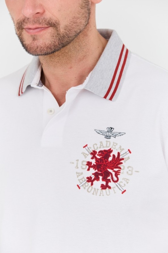 AERONAUTICA MILITARE Biała koszulka Polo M.C.