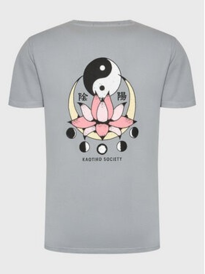 Kaotiko T-Shirt Lotus Ying Yang AL013-01-G002 Szary Regular Fit