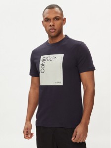 Calvin Klein T-Shirt Square Logo K10K112503 Granatowy Regular Fit