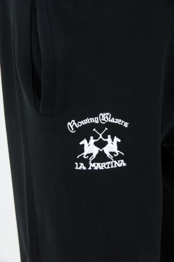 LA MARTINA Czarne spodnie dresowe z wyszywanym logo