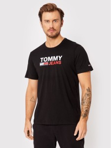 Tommy Jeans T-Shirt Corp Logo DM0DM15379 Czarny Regular Fit