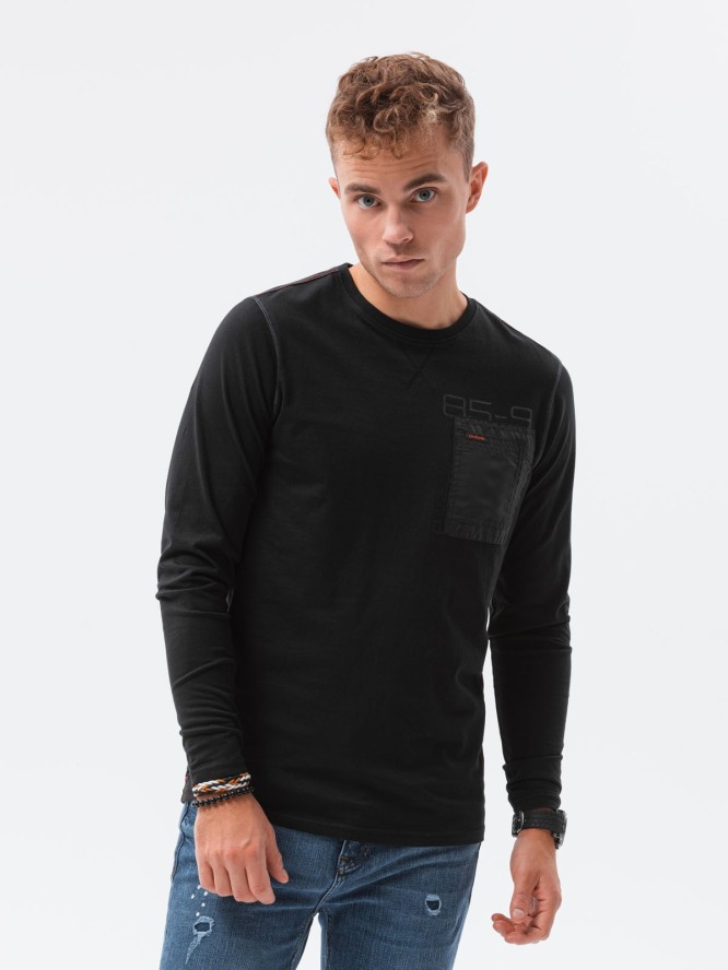 Longsleeve męski z kieszonką - czarny V6 L130 - L