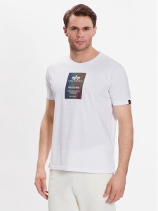 Alpha Industries T-Shirt Rainbow Reflective Label T 126501RR Biały Regular Fit