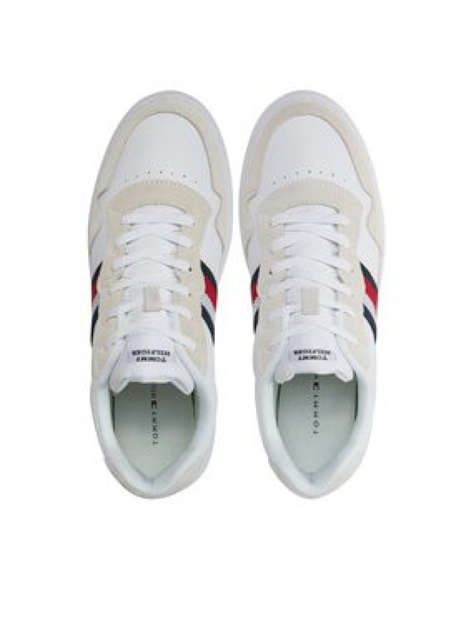 Tommy Hilfiger Sneakersy Light Cupsole Lth Mix Stripes FM0FM04889 Biały