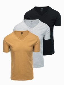 Zestaw koszulek bawełnianych V-NECK 3-pak - mix V15 Z29 - XXL