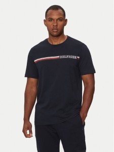 Tommy Hilfiger T-Shirt Chest Stripe MW0MW36739 Granatowy Regular Fit