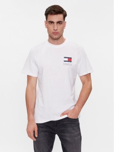 Tommy Jeans T-Shirt Essential Flag DM0DM18263 Biały Slim Fit