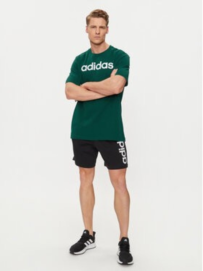 adidas T-Shirt Essentials Single Jersey Linear Embroidered Logo T-Shirt IJ8658 Zielony Regular Fit