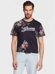 Guess T-Shirt Flower Script M3GI07 K8FQ4 Granatowy Regular Fit