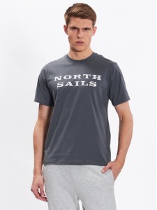 North Sails T-Shirt Graphic 692838 Szary Regular Fit