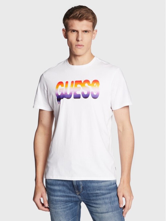 Guess T-Shirt M3RI52 KBDK0 Biały Slim Fit