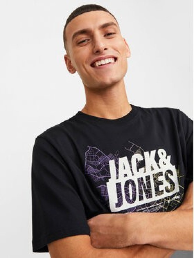 Jack&Jones T-Shirt Map Logo 12252376 Czarny Standard Fit