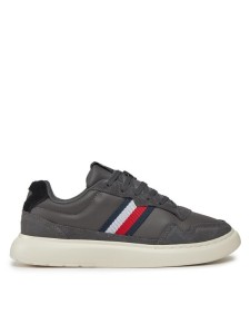 Tommy Hilfiger Sneakersy Light Cupsole Lth Mix Stripes FM0FM04889 Srebrny