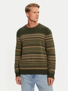 Wrangler Sweter Fairisle 112357294 Zielony Relaxed Fit