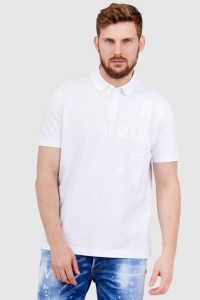 ARMANI EXCHANGE Biała koszulka polo z nadrukiem