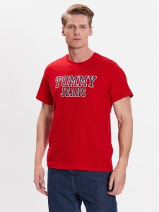 Tommy Jeans T-Shirt Essential DM0DM16405 Czerwony Regular Fit