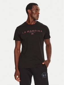 La Martina T-Shirt ZMR007 JS206 Czarny Regular Fit