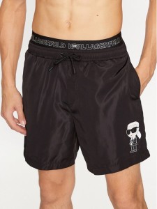 KARL LAGERFELD Szorty plażowe Ikonik 2.0 Elastic Med Shorts 235M2213 Czarny Regular Fit