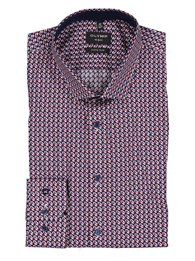 OLYMP Koszula "No 6 six" - Super Slim fit - w kolorze granatowo-czerwonym rozmiar: 40