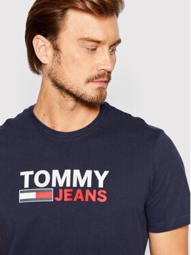 Tommy Jeans T-Shirt Corp Logo DM0DM15379 Granatowy Regular Fit
