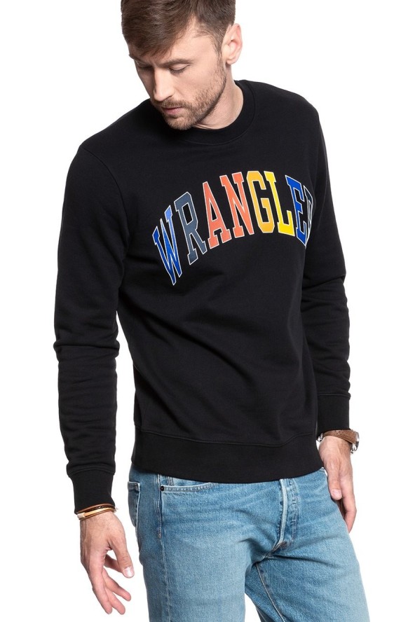 MĘSKA BLUZA WRANGLER LOGO SWEAT BLACK W6B6HY100