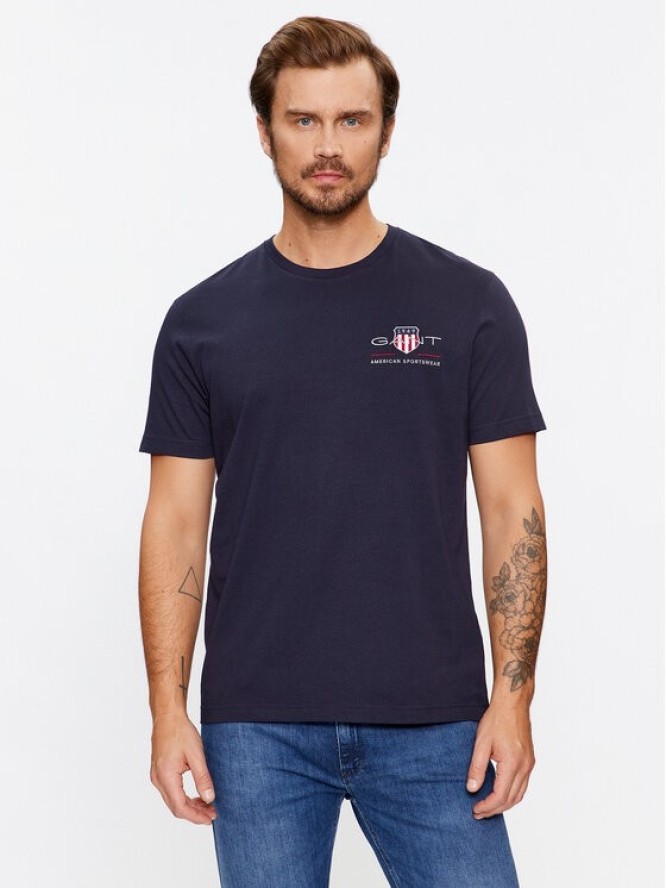 Gant T-Shirt Reg Archive Shield Emb Ss 2067004 Granatowy Regular Fit