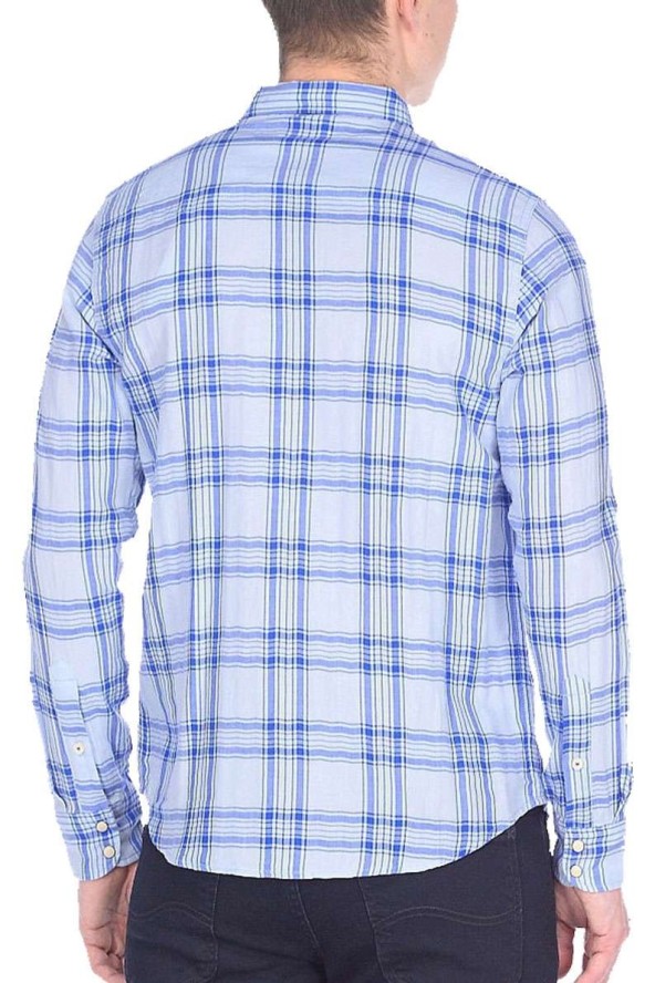 LEE RIDER SHIRT MĘSKA KOSZULA Z DŁUGIM RĘKAWEM W KRATĘ LIGHT BLUE L856GMEJ