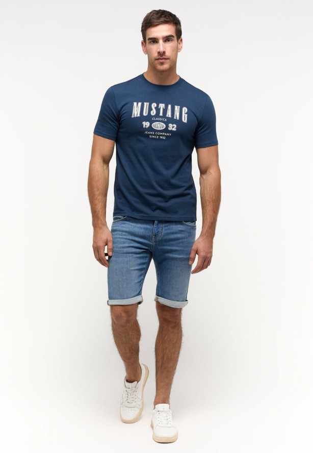 MUSTANG AUSTIN MĘSKI T-SHIRT KOSZULKA NADRUK DRESS BLUES 1014938 5334