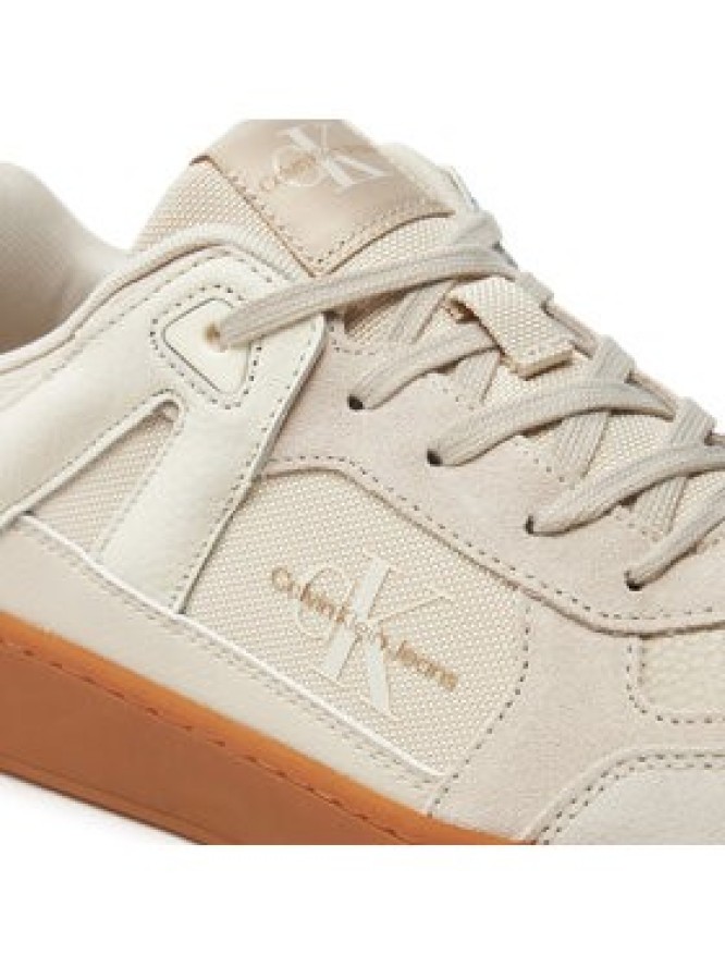 Calvin Klein Jeans Sneakersy Basket Cup Low Laceup Lth Ml Mtr YM0YM00994 Écru