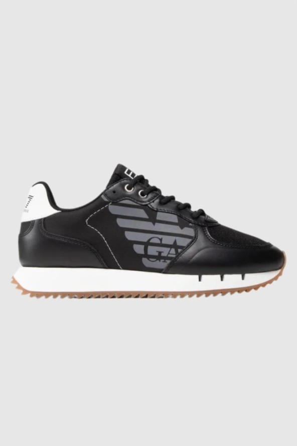 EA7 Czarne sneakersy z białą podeszwą