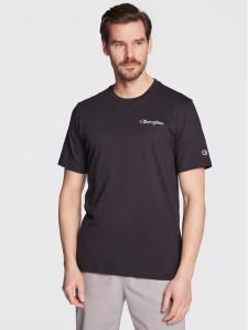 Champion T-Shirt Small Script Logo Embroidery 218006 Czarny Regular Fit