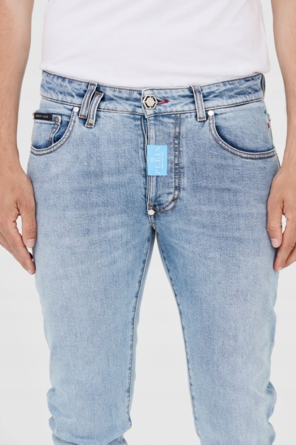 PHILIPP PLEIN Jasne męskie jeansy Straight Cut