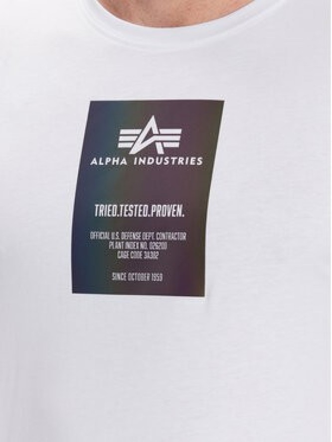 Alpha Industries T-Shirt Rainbow Reflective Label T 126501RR Biały Regular Fit